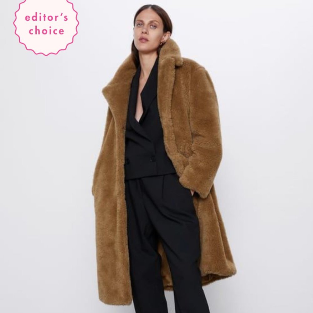 Zara Faux Fur Teddy Coat - Picture 5 of 6